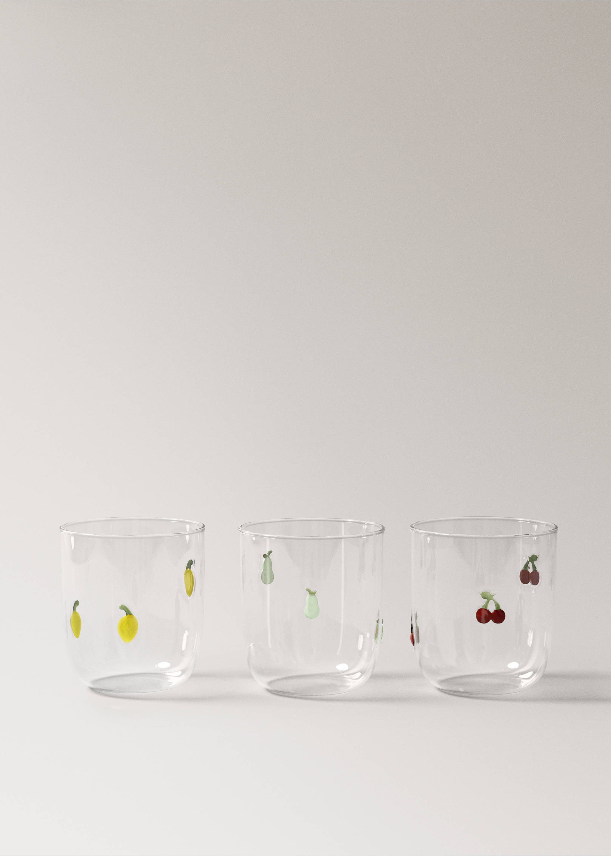 Borosilicate glass with fruit design - Details of the article 3, Yellow. Ref: 27062909-00.