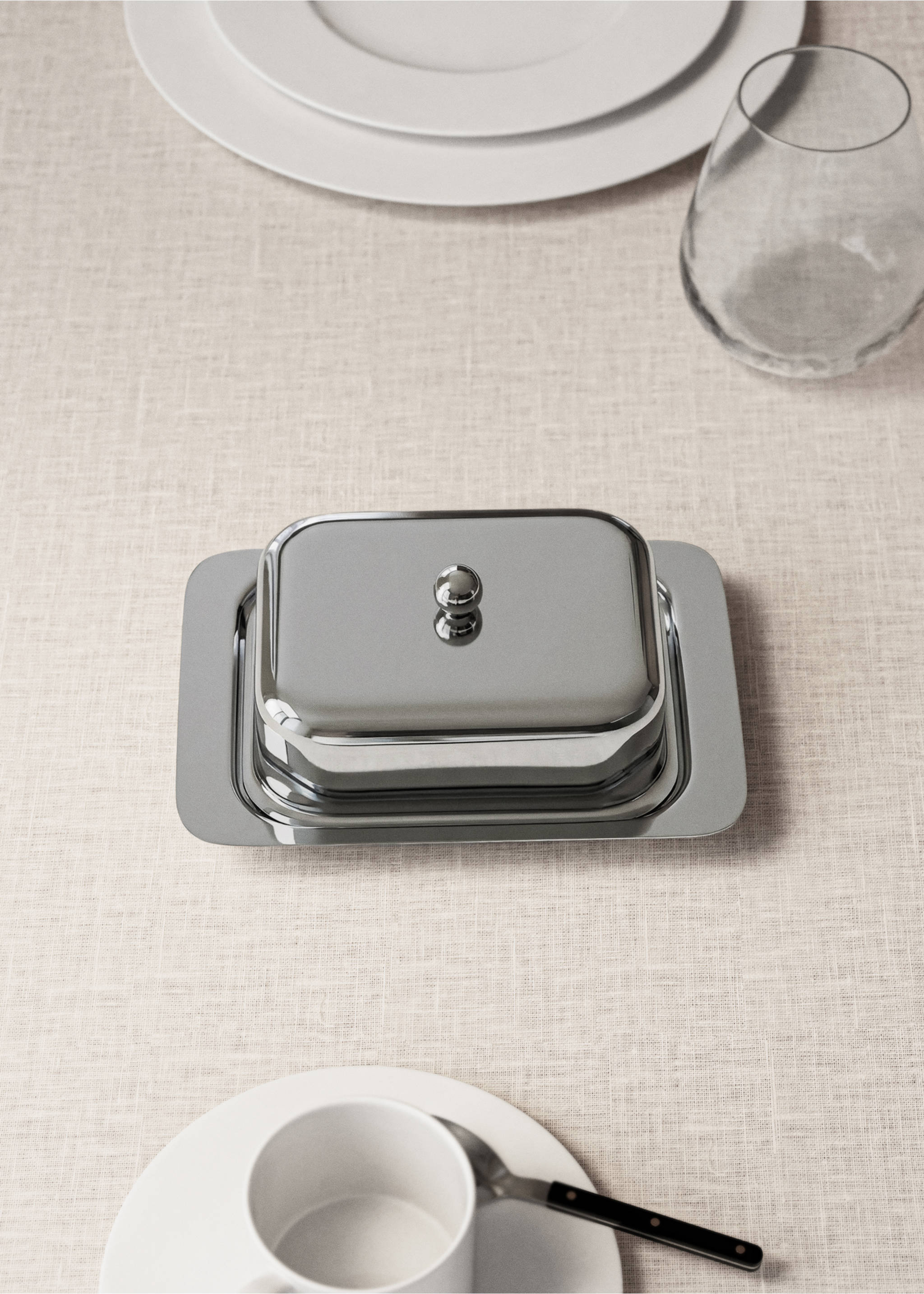 Stainless steel butter dish - General plane, Silver. Ref: 27062920-00.