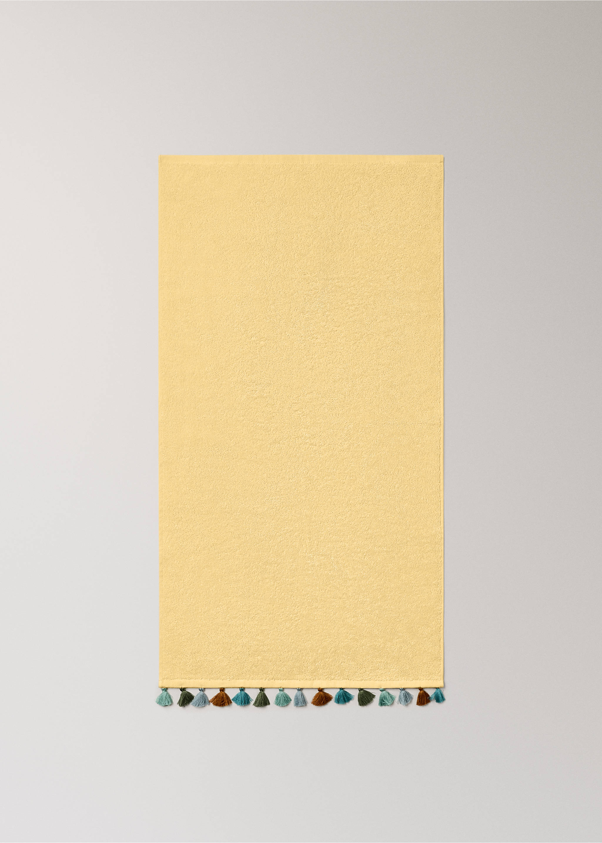Cotton children's multi-coloured hand towel with pompoms - Details of the article 3, Lime. Ref: 27062930-00.