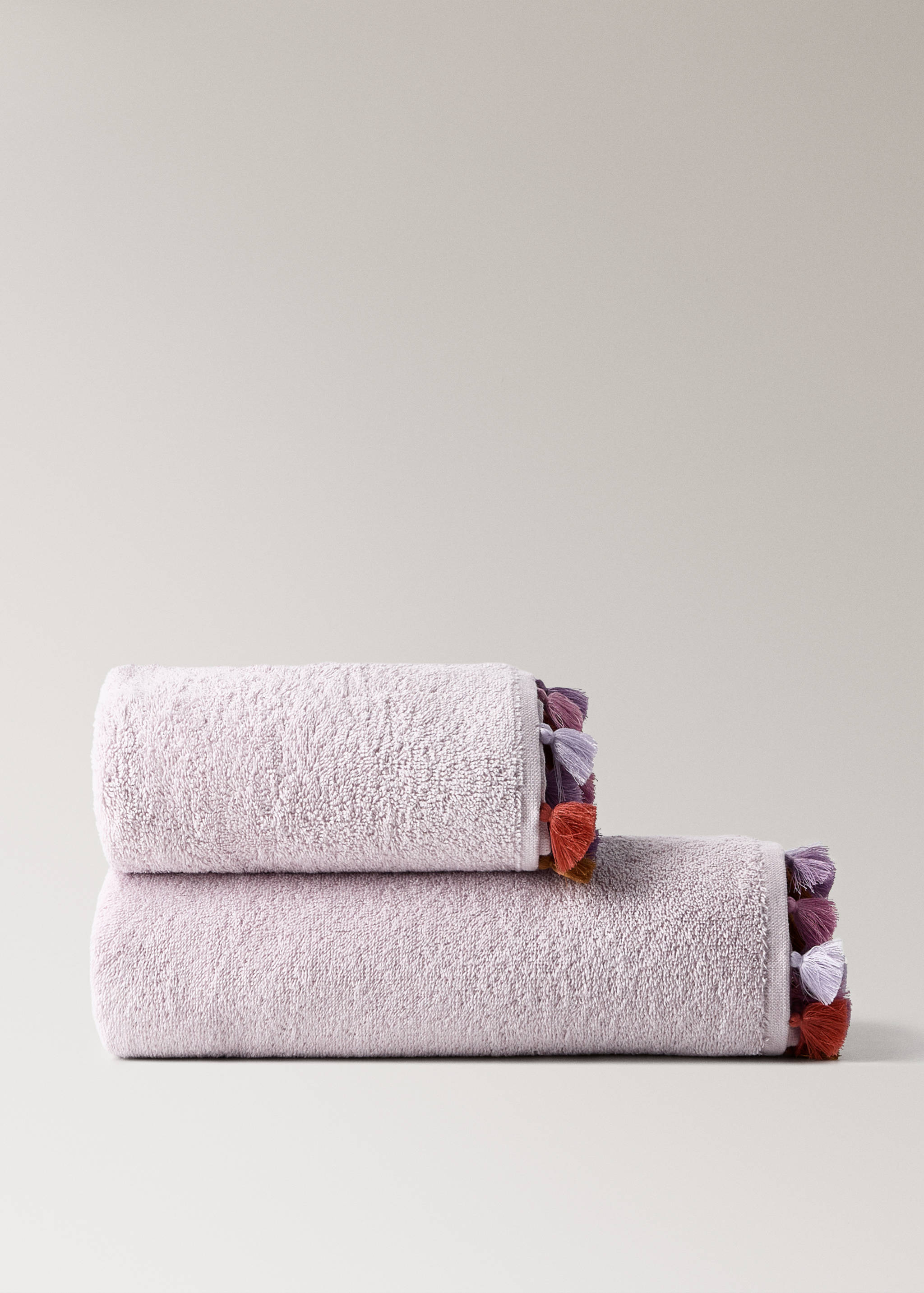 Cotton children's multi-coloured hand towel with pompoms - Article without model