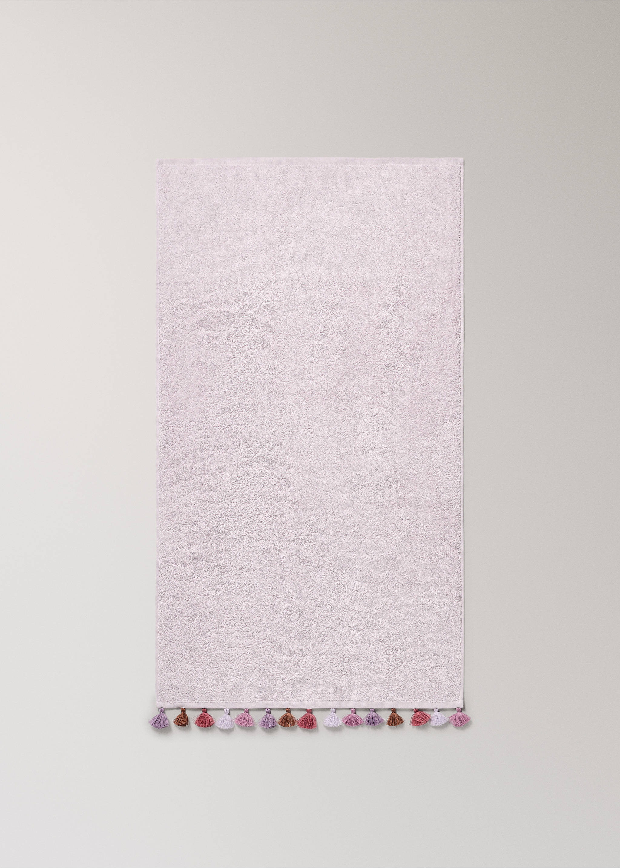 Cotton children's multi-coloured hand towel with pompoms - Details of the article 3, Lilac. Ref: 27062930-00.