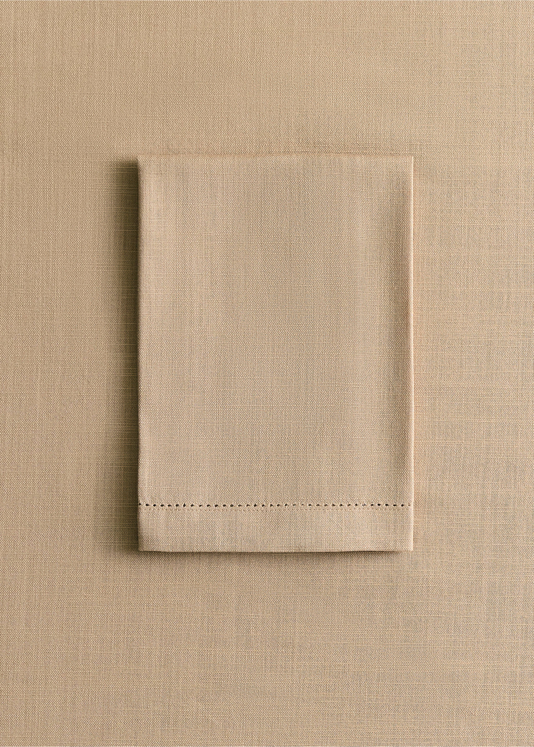 Cotton napkins with hemstitch detail - General plane, Peach. Ref: 27063277-00.