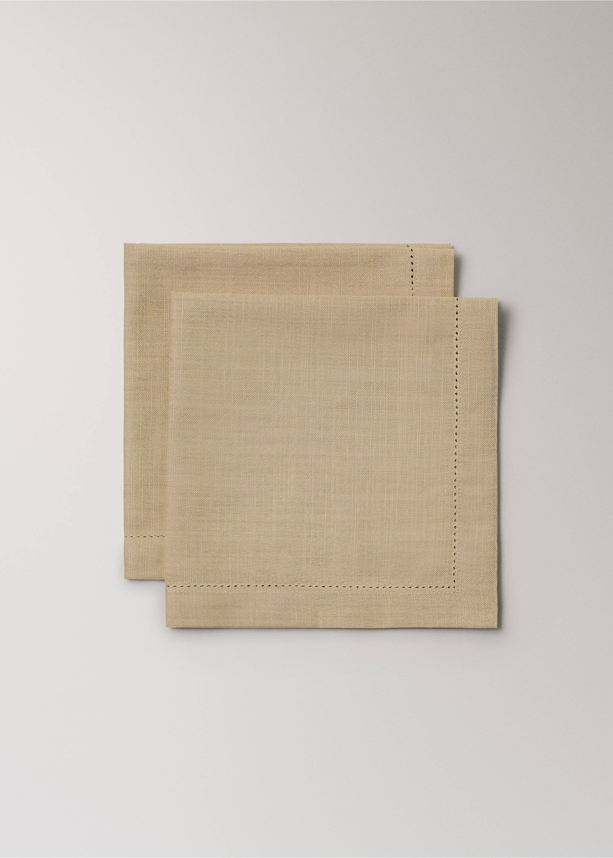 Cotton napkins with hemstitch detail - Details of the article 1, Peach. Ref: 27063277-00.