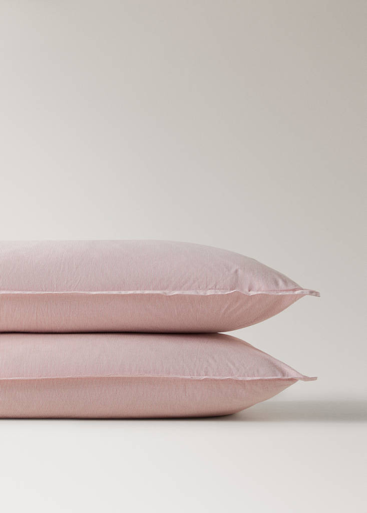 Two yarn-dyed cotton pillowcases 50x75 cm — Grapefruit