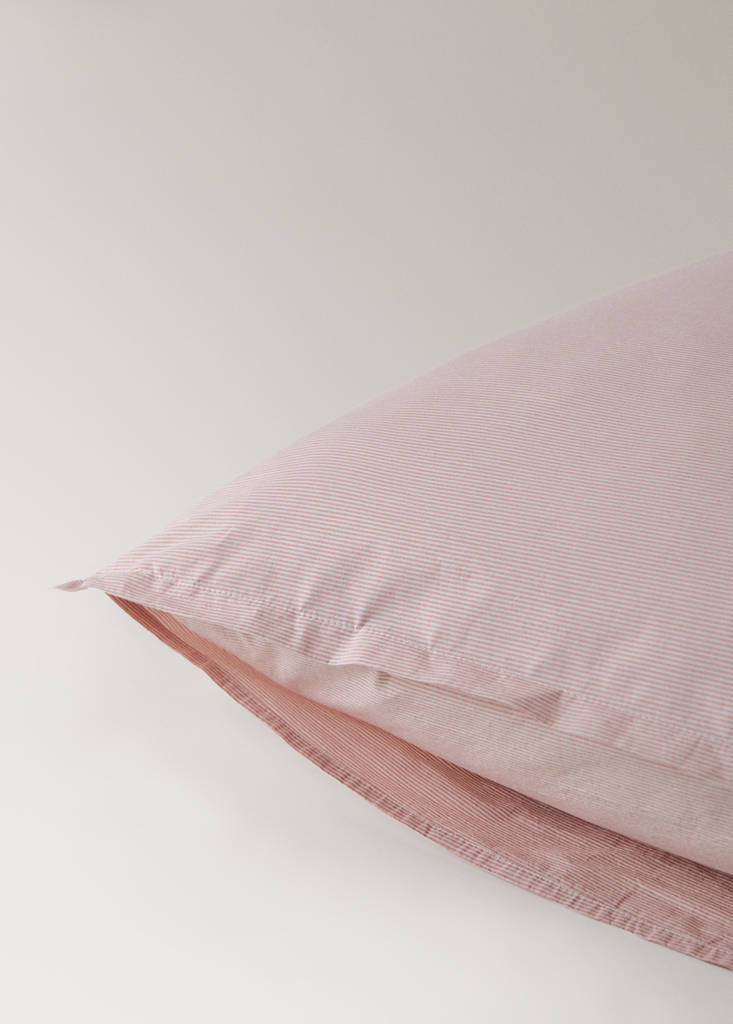 Two yarn-dyed cotton pillowcases 60x60 cm — Grapefruit