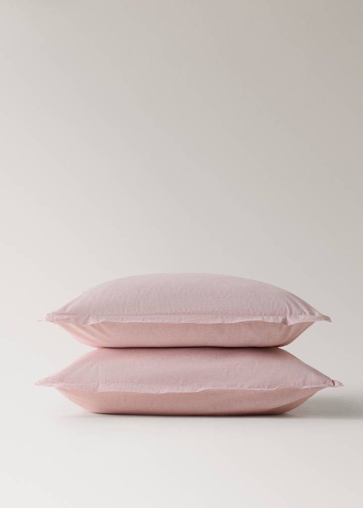 Two yarn-dyed cotton pillowcases 60x60 cm — Grapefruit
