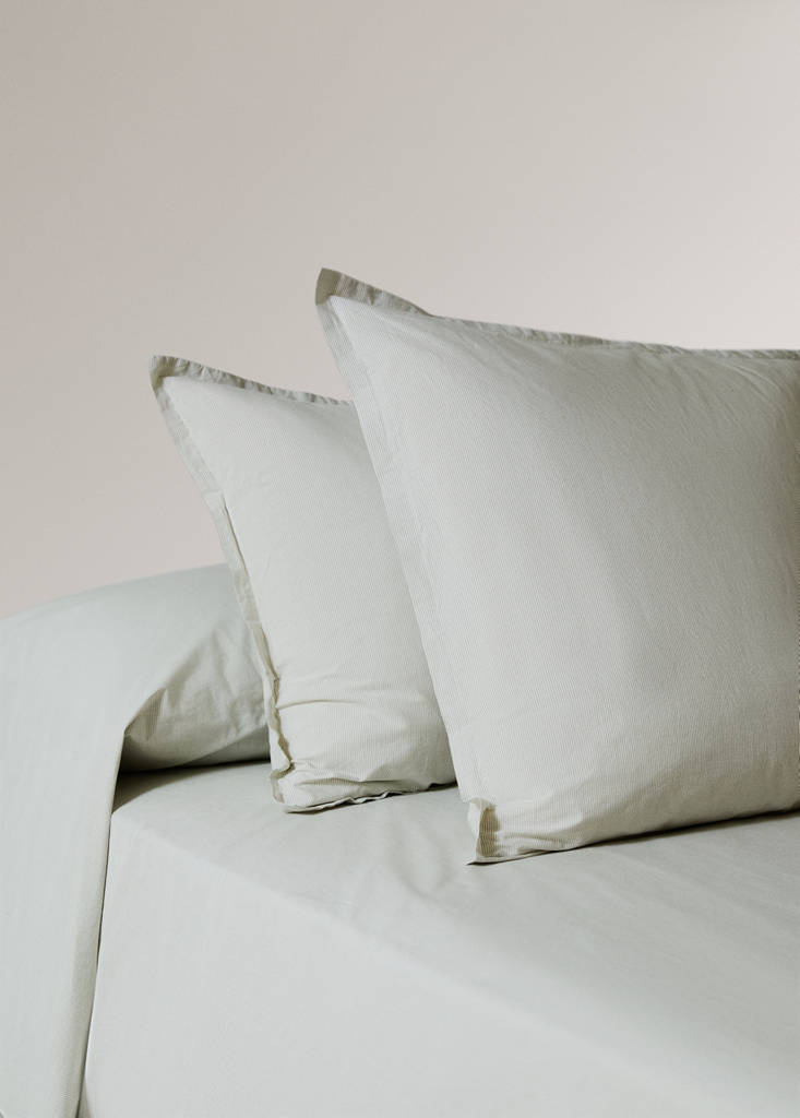 Two yarn-dyed cotton pillowcases 60x60 cm — Pastel Green