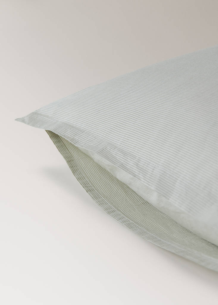Two yarn-dyed cotton pillowcases 60x60 cm — Pastel Green