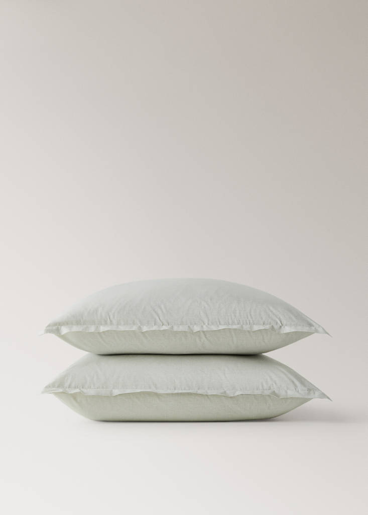 Two yarn-dyed cotton pillowcases 60x60 cm — Pastel Green