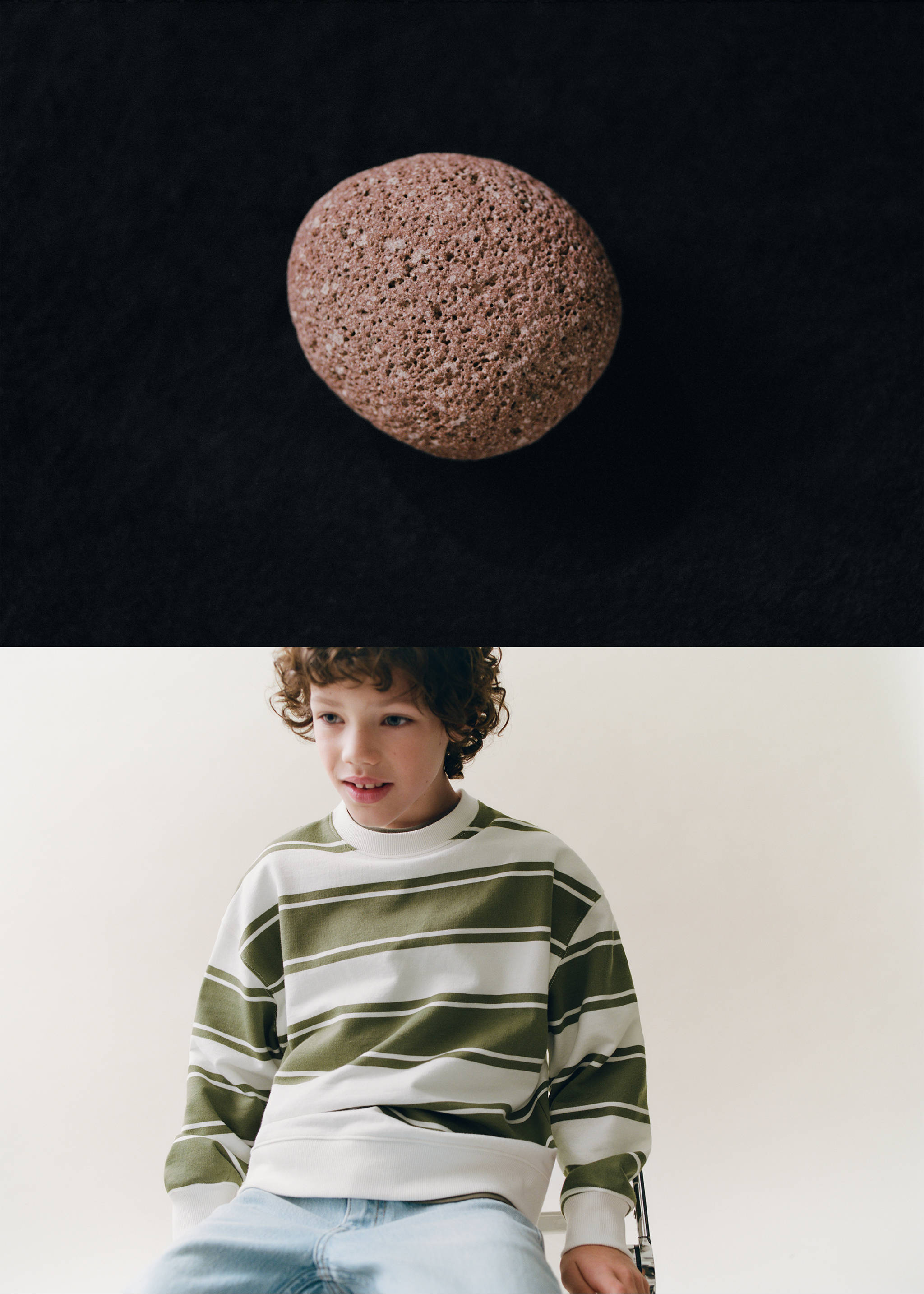 Sweat 100 % coton rayures - Détail de l'article 5, Kaki. Ref: 27063280-00.