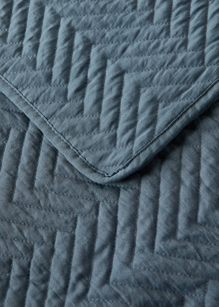 Weiche Mikrofaser-Bettdecke mit Fischgrätenmuster für 130/140 cm Bett — Blau