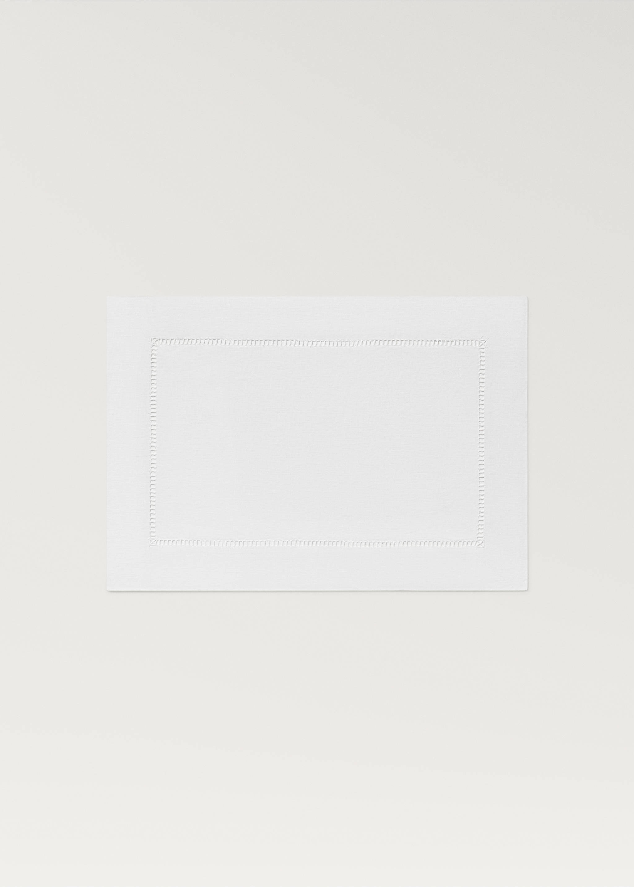 Embroidered hemstitched linen placemat - Article without model, White. Ref: 27063286-00.