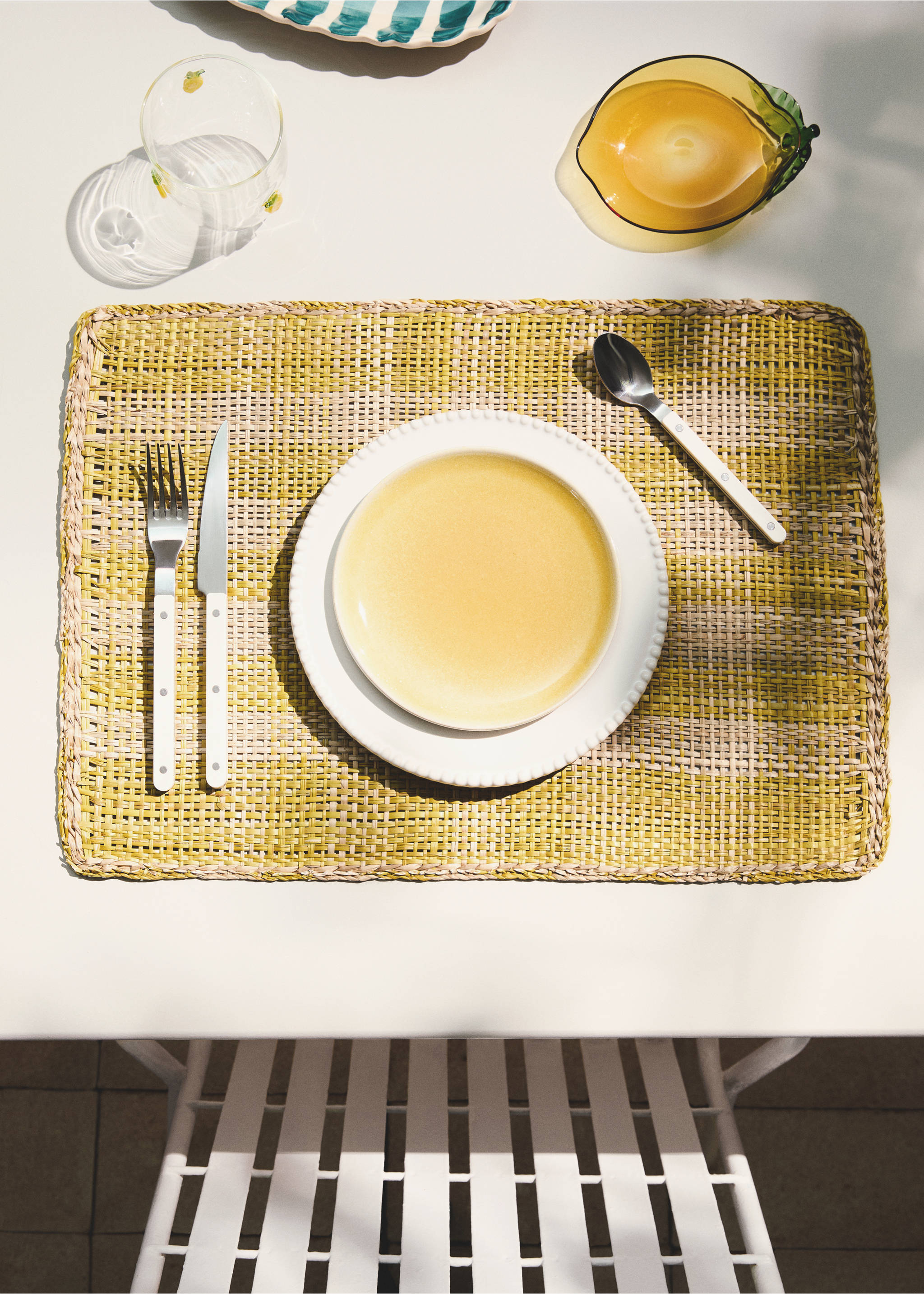 Natural fibre placemat colour - General plane, Yellow. Ref: 27063289-00.