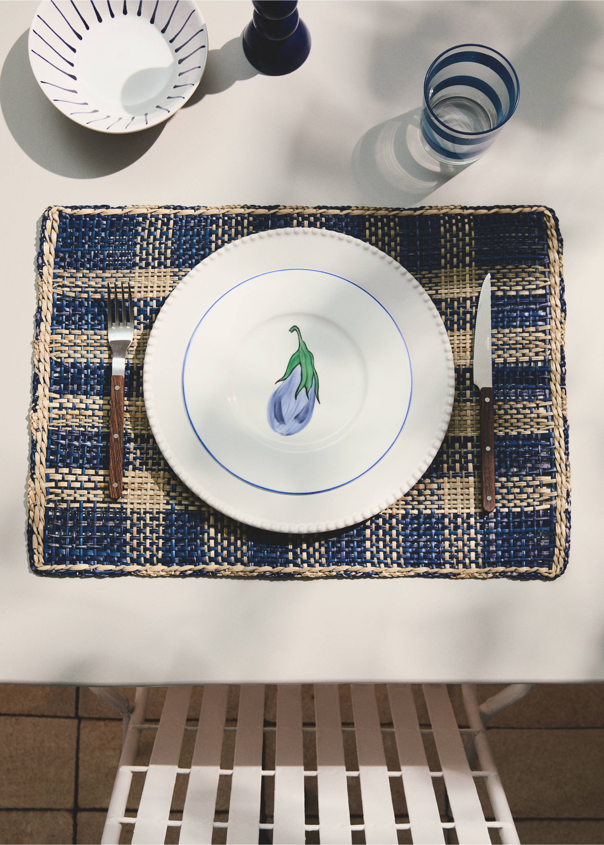 Barevné prostírání z přírodních vláken - Celkový náhled, Modrá. Ref: 27063289-00.