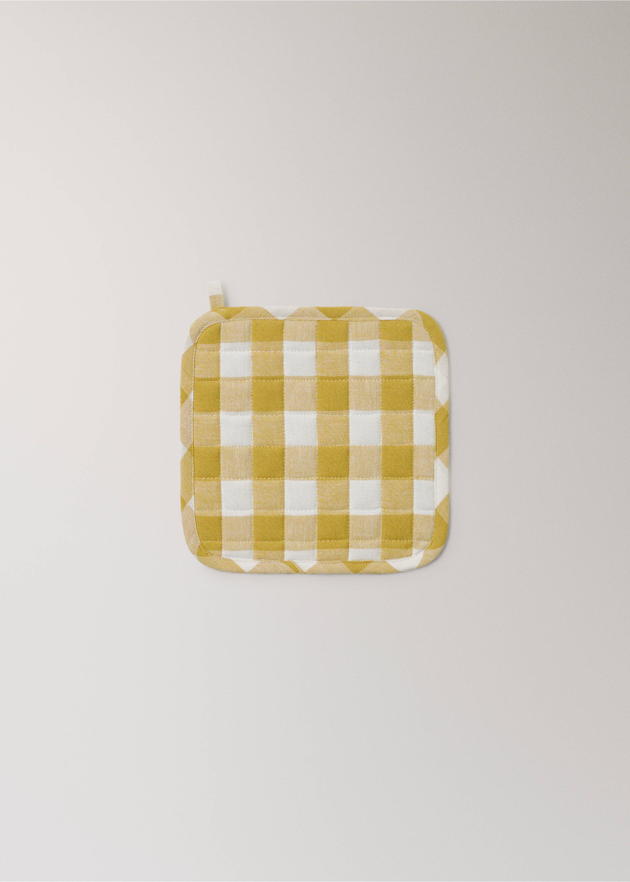 Cotton linen gingham pot holder - Article without model, Yellow. Ref: 27063291-00.