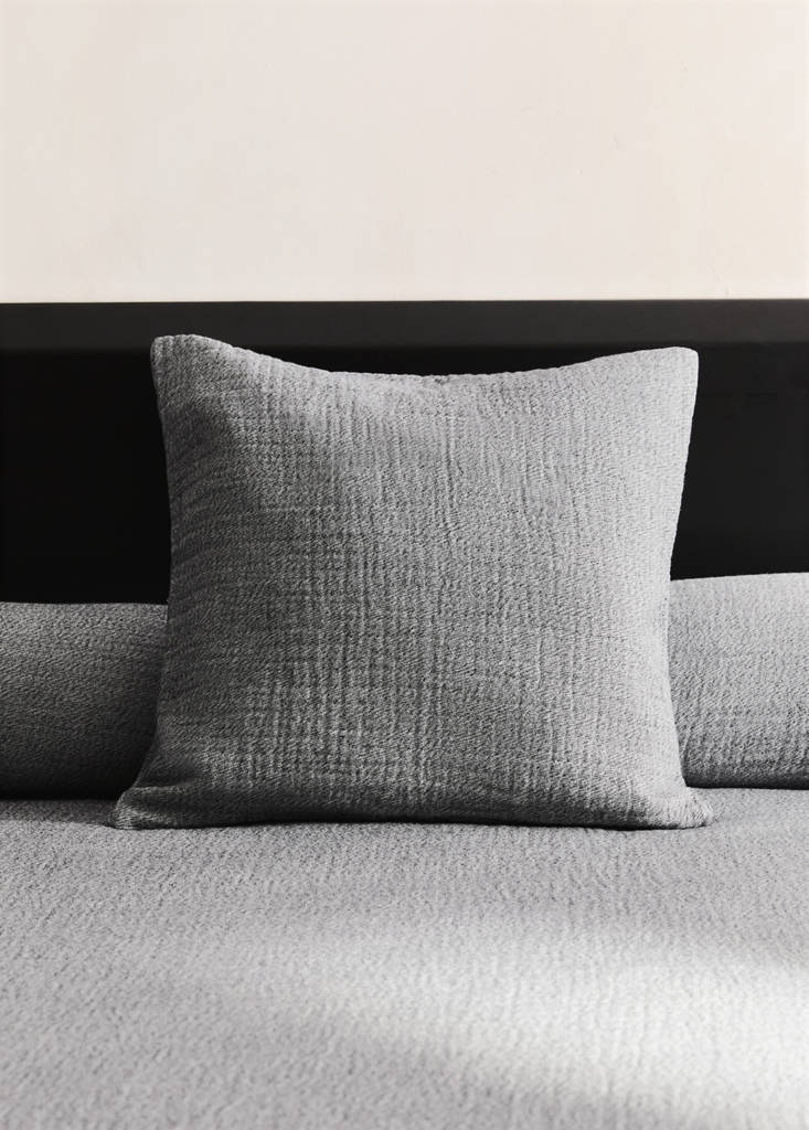 Soft melange cotton cushion cover 50x50 cm — Dark Heather Grey
