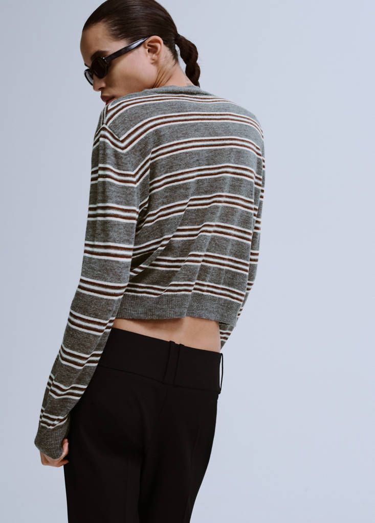 Knit striped sweater — Medium Heather Grey