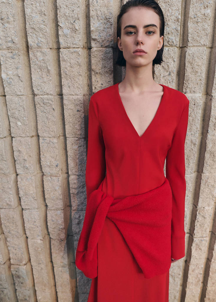 Belted V-neck dress