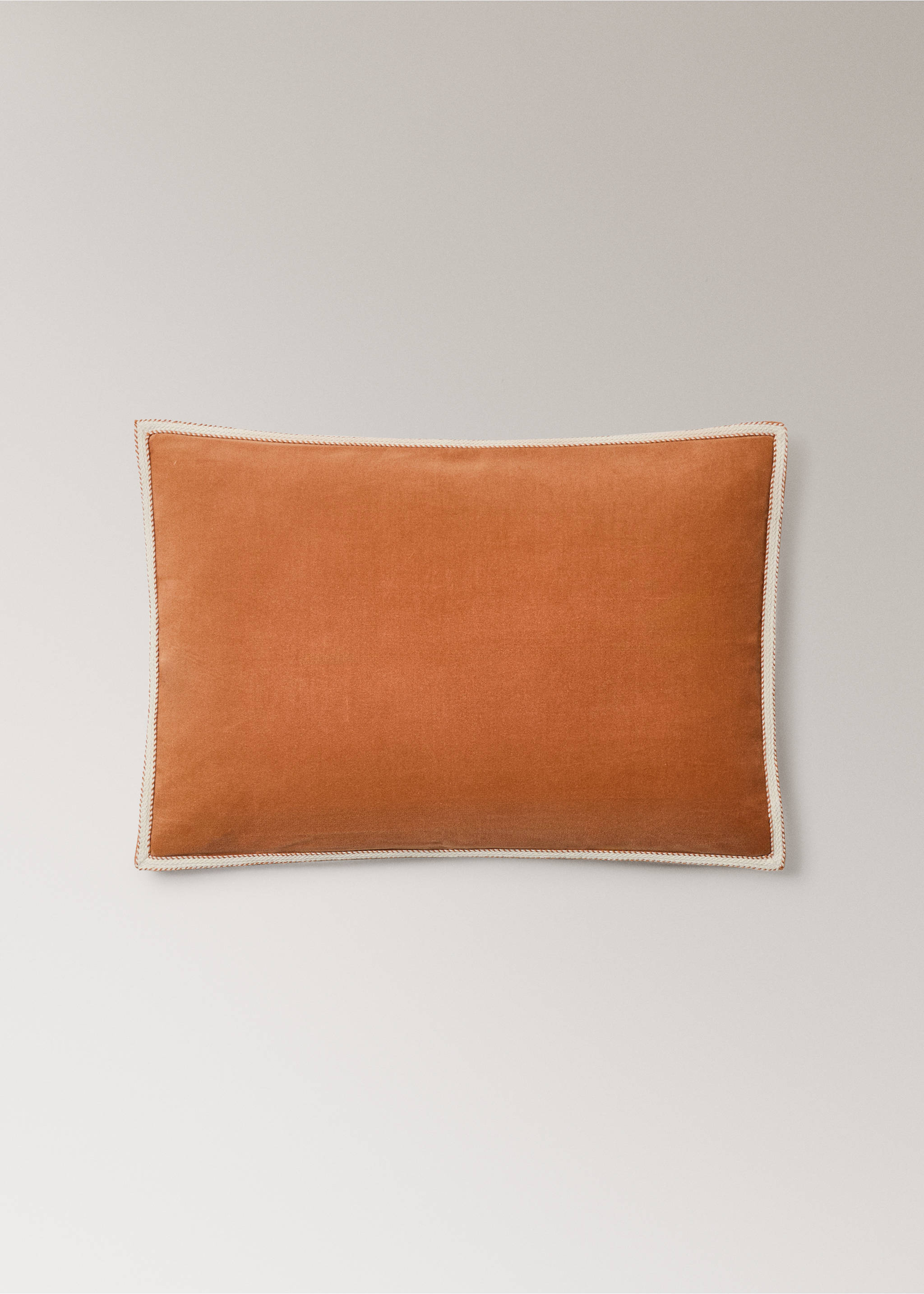 Velvet cushion cover with tape detail 40x60 cm - Article without model, Curry. Ref: 27063306-00.