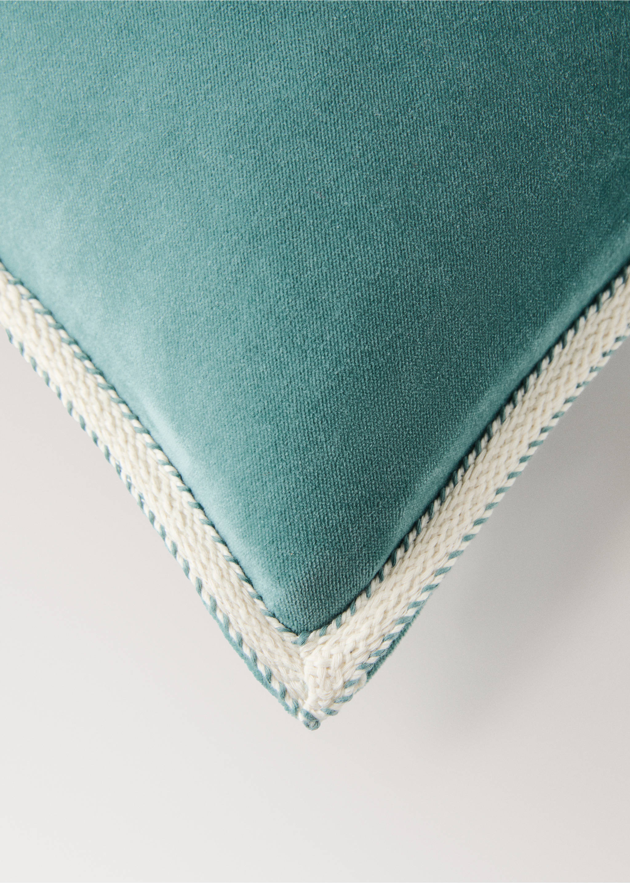 Copricuscino velluto dettaglio fascia 40x60 cm - Dettaglio dell'articolo 1, Verde acqua. Ref: 27063306-00.