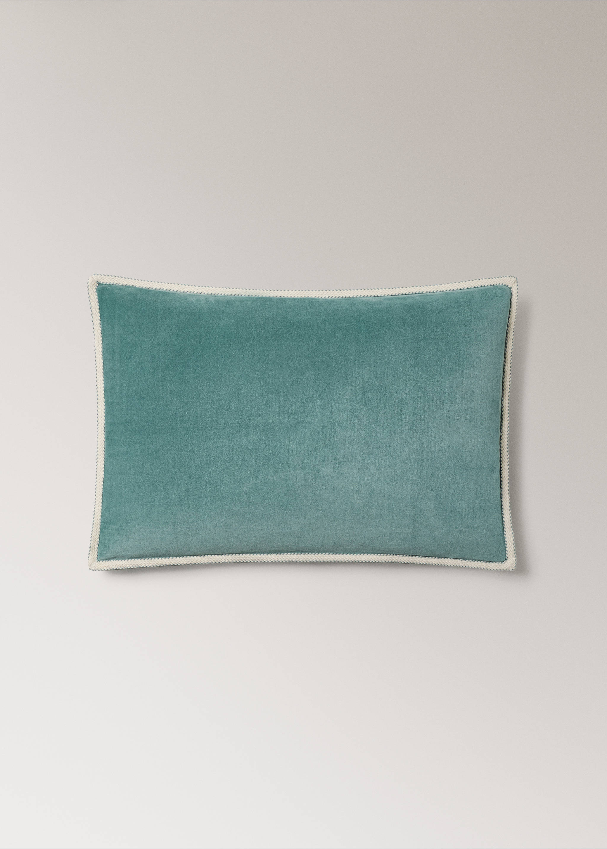 Velvet cushion cover with tape detail 40x60 cm - Article without model, Aqua Green. Ref: 27063306-00.