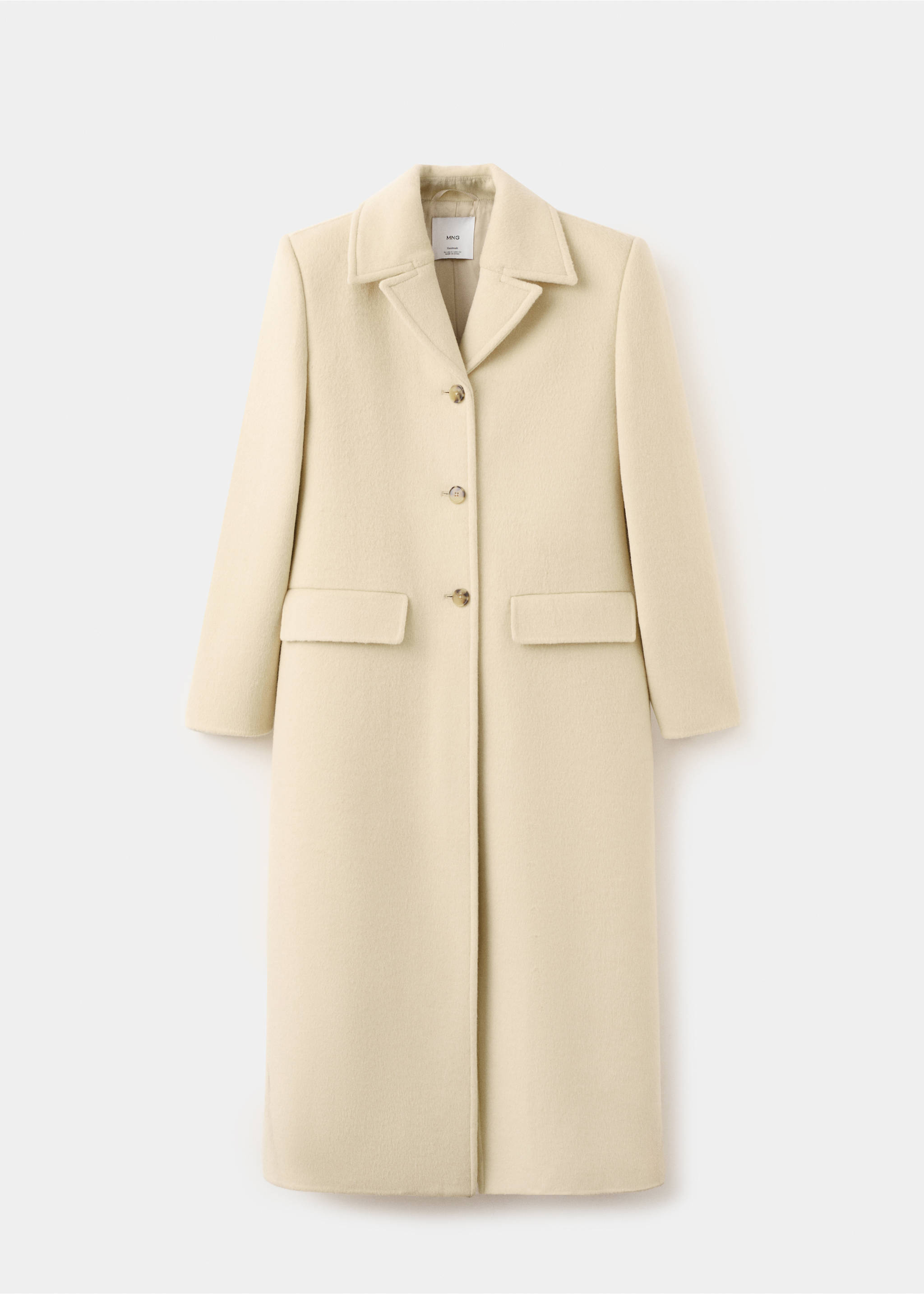 Buttoned wool coat - Article without model, Vanilla. Ref: 27063309-00.