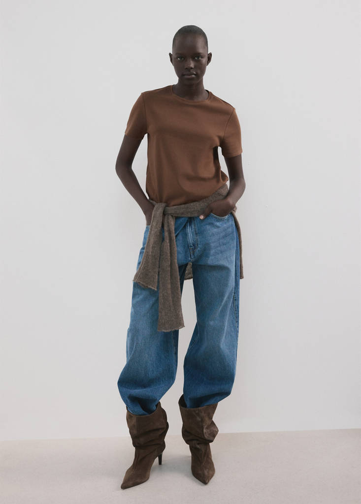 Short-sleeved cotton t-shirt — Brown