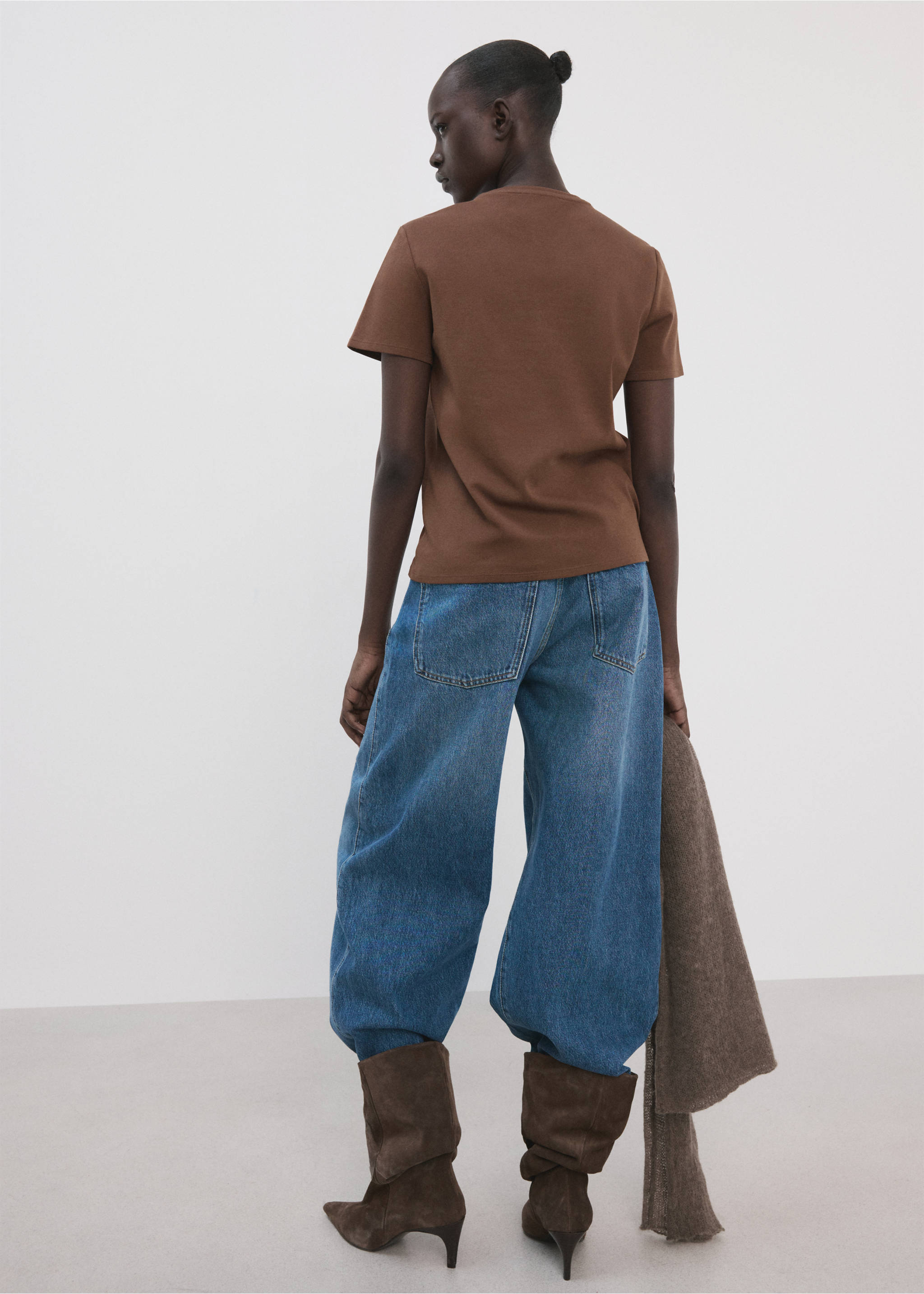 Camiseta algodón manga corta - Reverso del artículo, Marrón. Ref: 27063312-00.