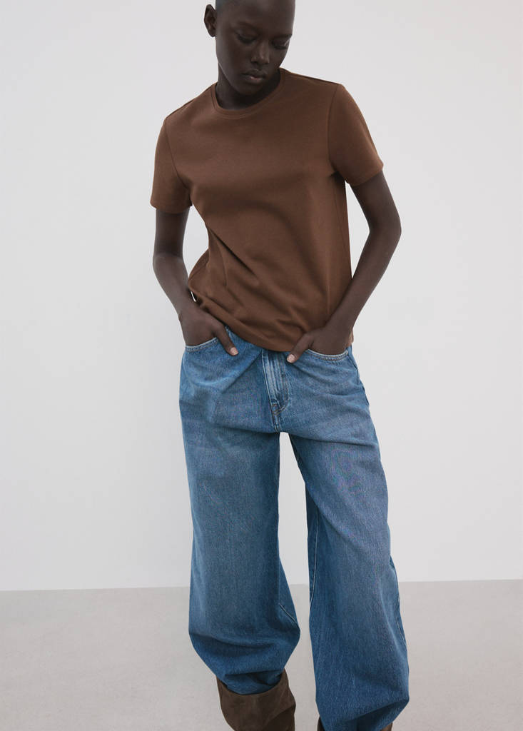 Short-sleeved cotton t-shirt — Brown