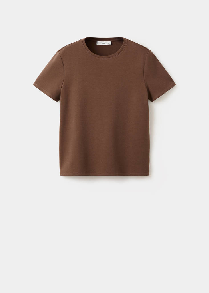 Short-sleeved cotton t-shirt — Brown