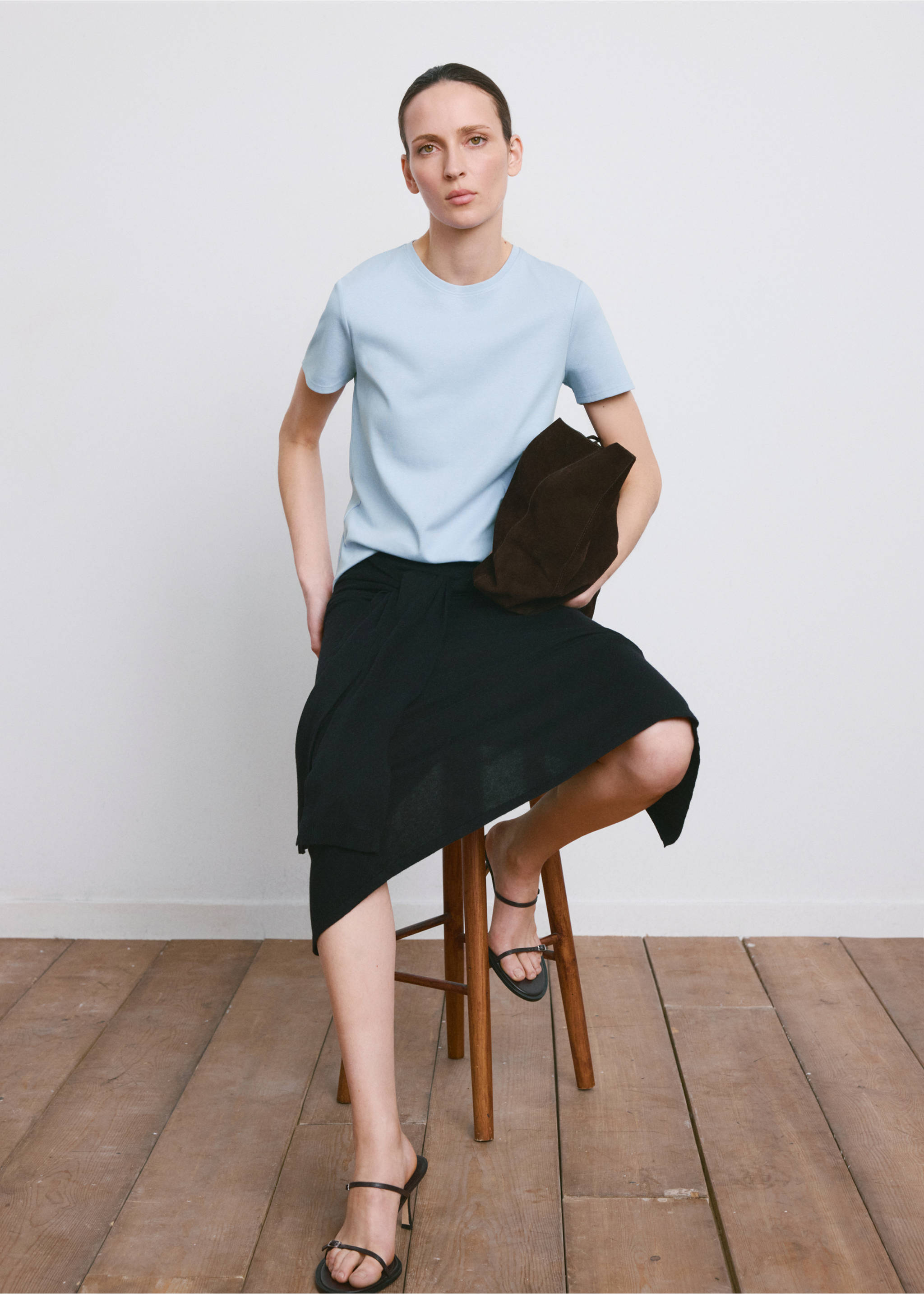 T-shirt coton manches courtes - Détail de l'article 6, Bleu ciel. Ref: 27063312-00.