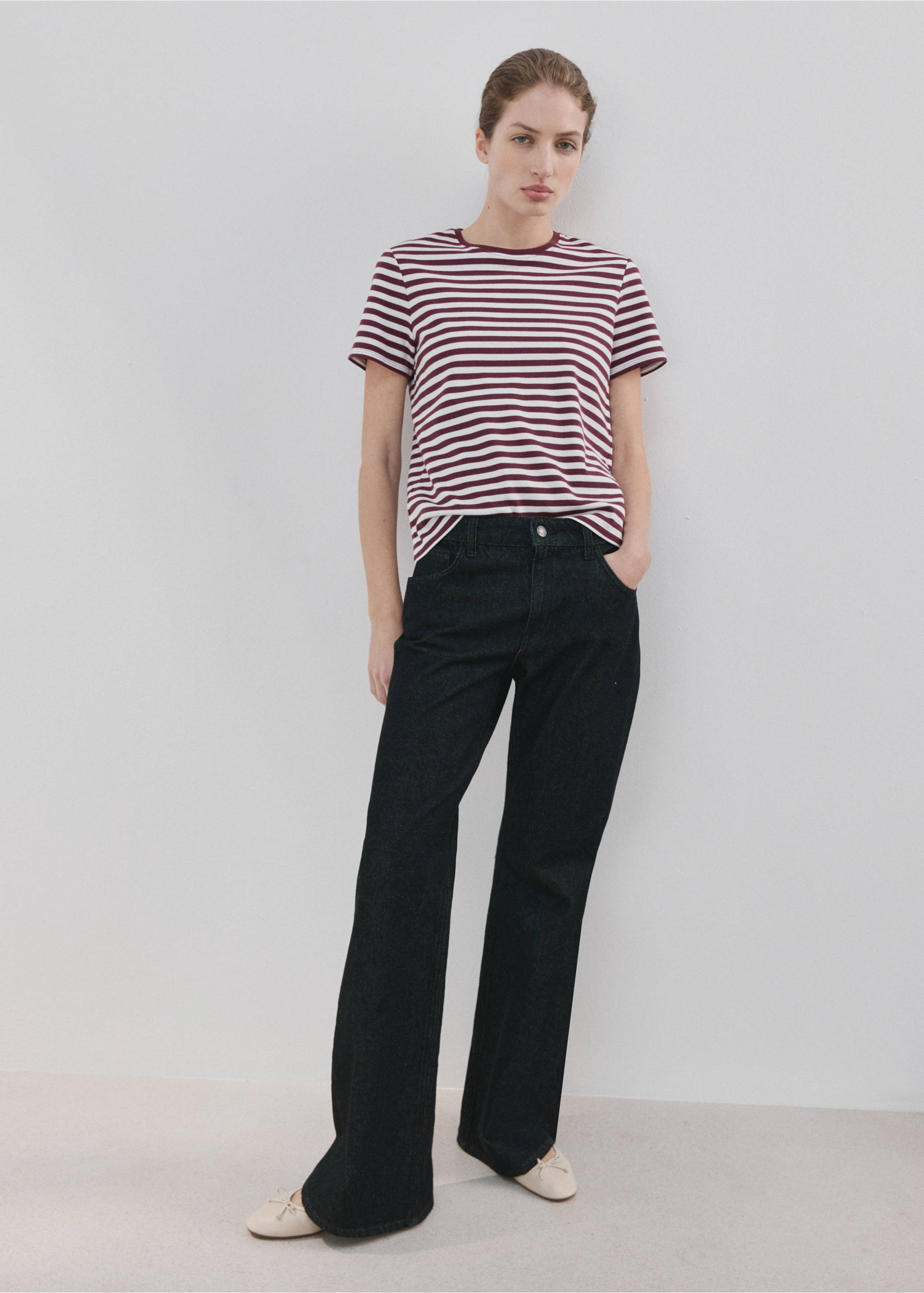 Short-sleeved cotton t-shirt - General plane, Maroon. Ref: 27063312-00.