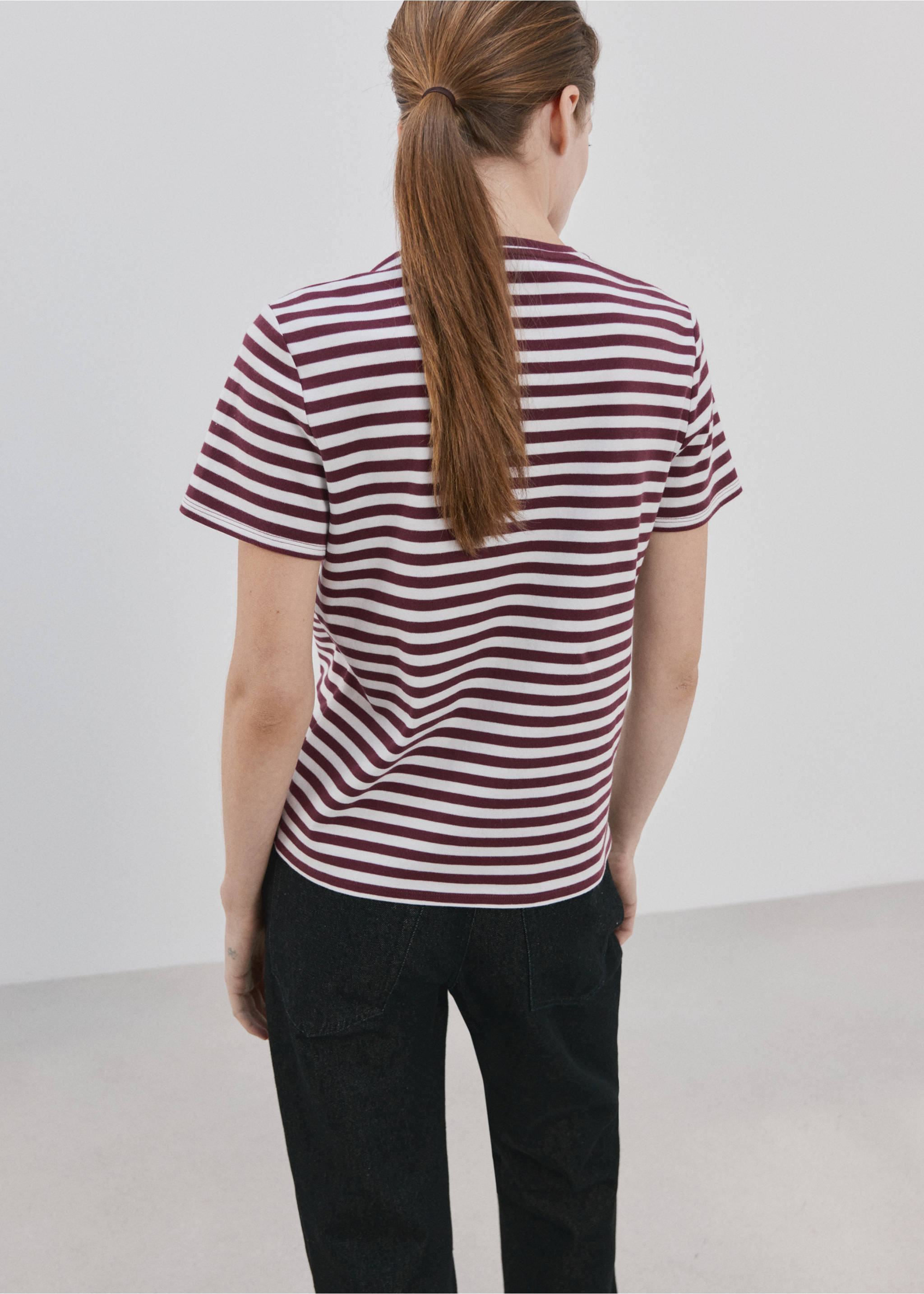 Short-sleeved cotton t-shirt - Reverse of the article, Maroon. Ref: 27063312-00.