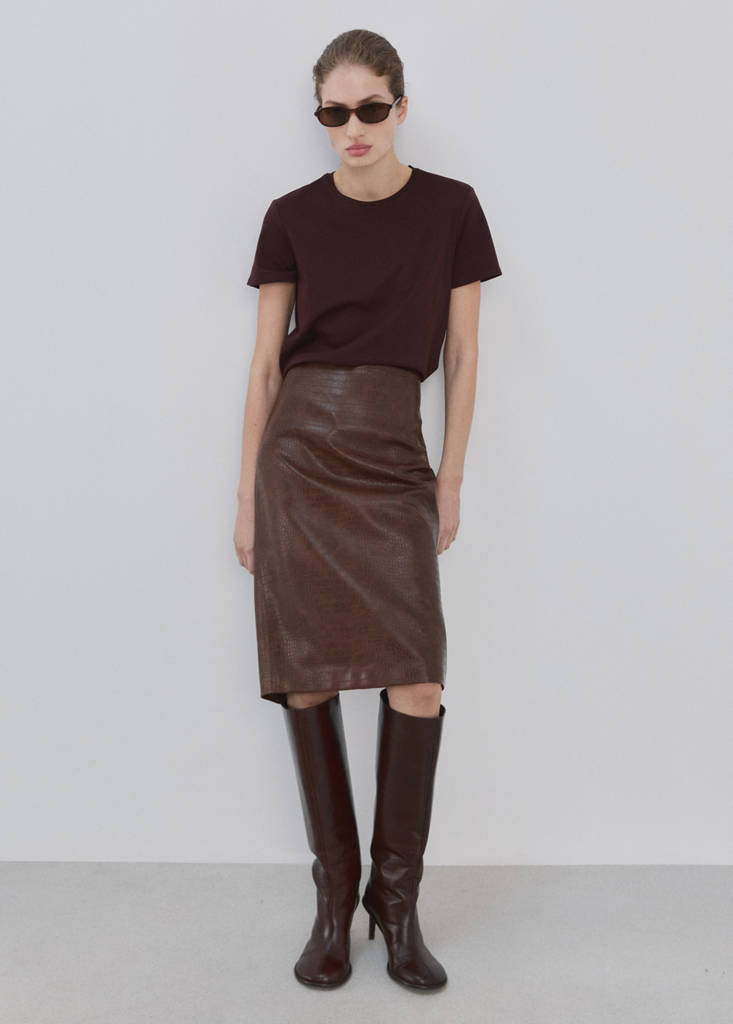 Short-sleeved cotton t-shirt — Burgundy