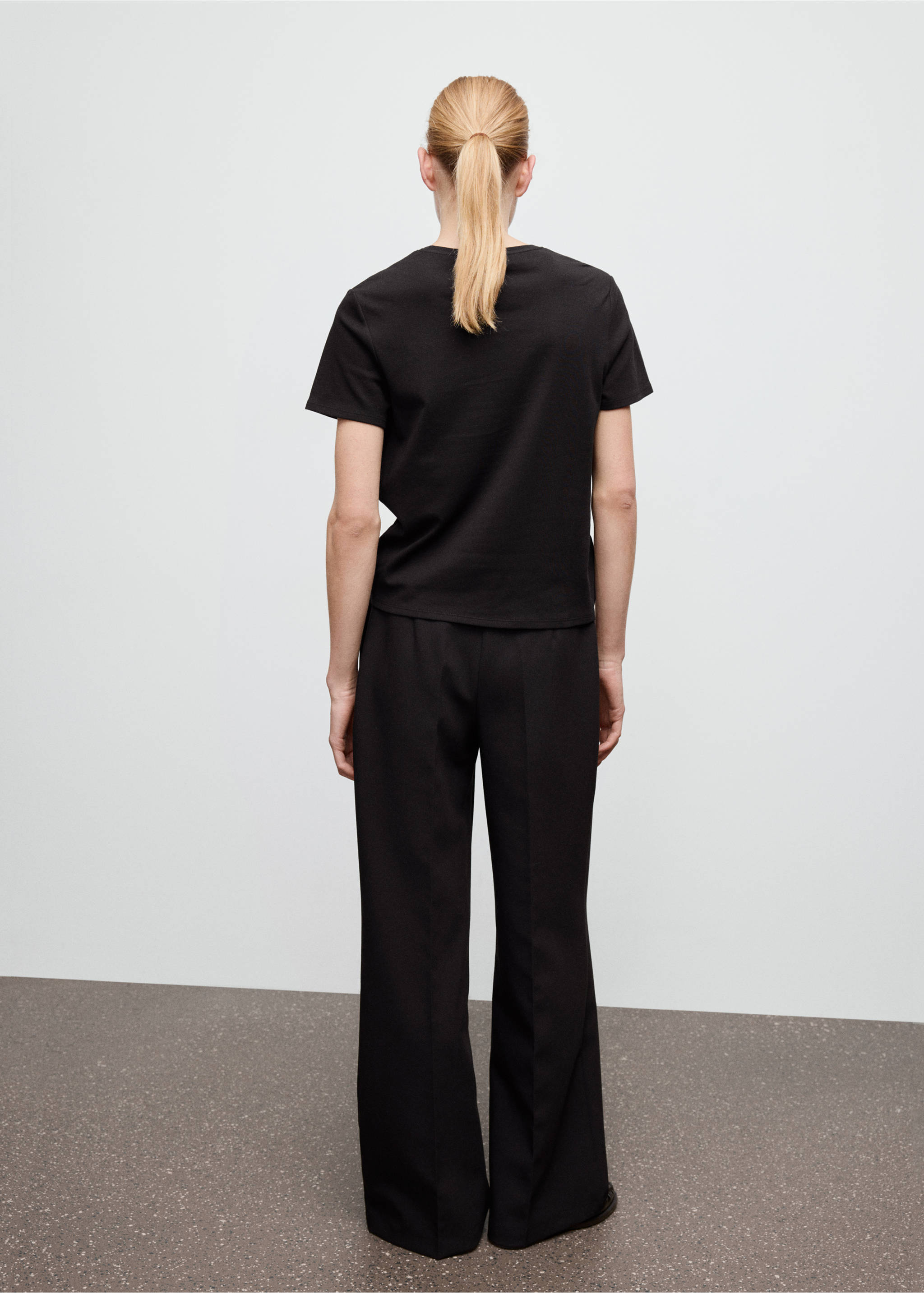 T-shirt coton manches courtes - Verso de l’article, Noir. Ref: 27063312-00.