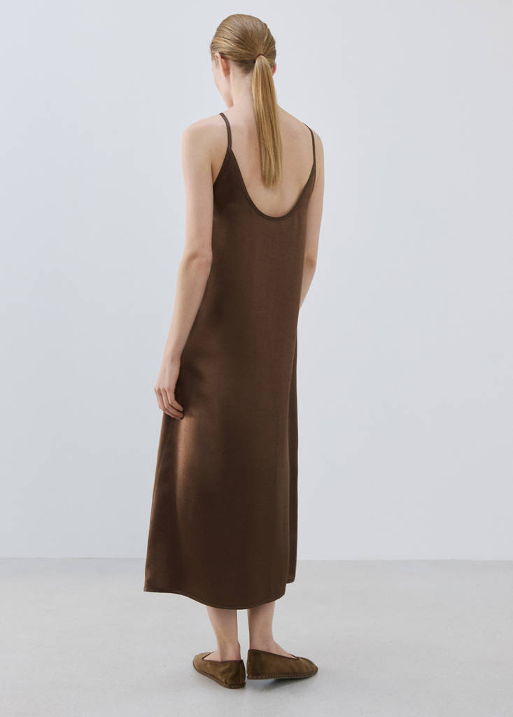 Long satin nightgown — Brown