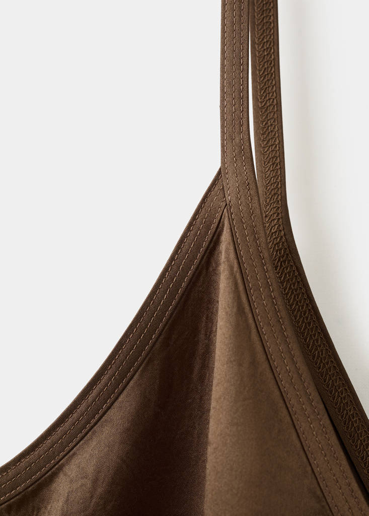 Long satin nightgown — Brown