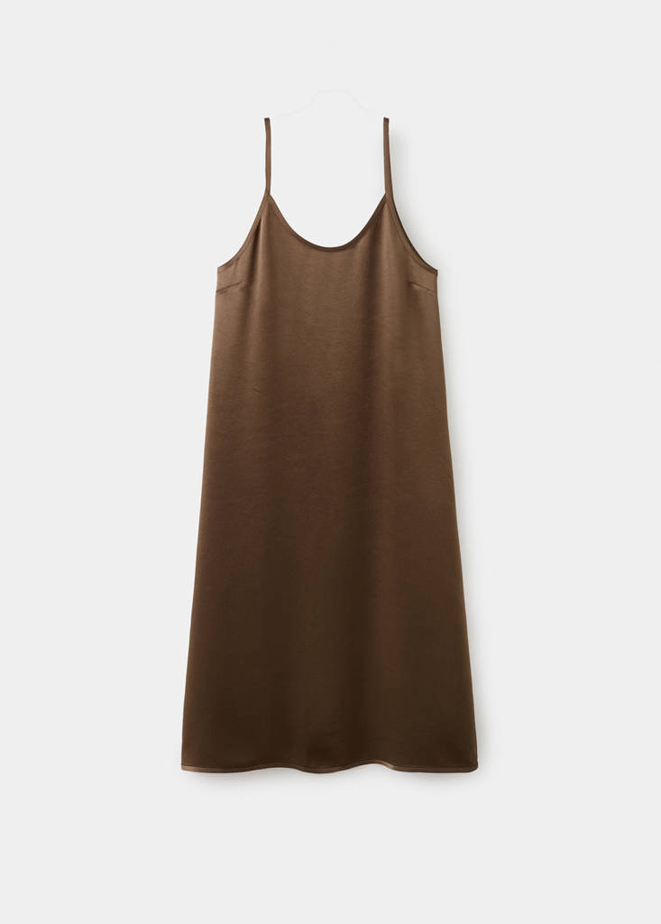 Long satin nightgown — Brown