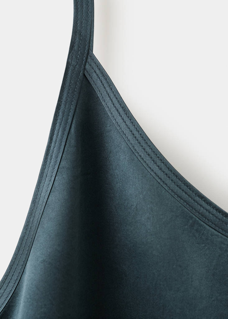 Long satin nightgown — Blue