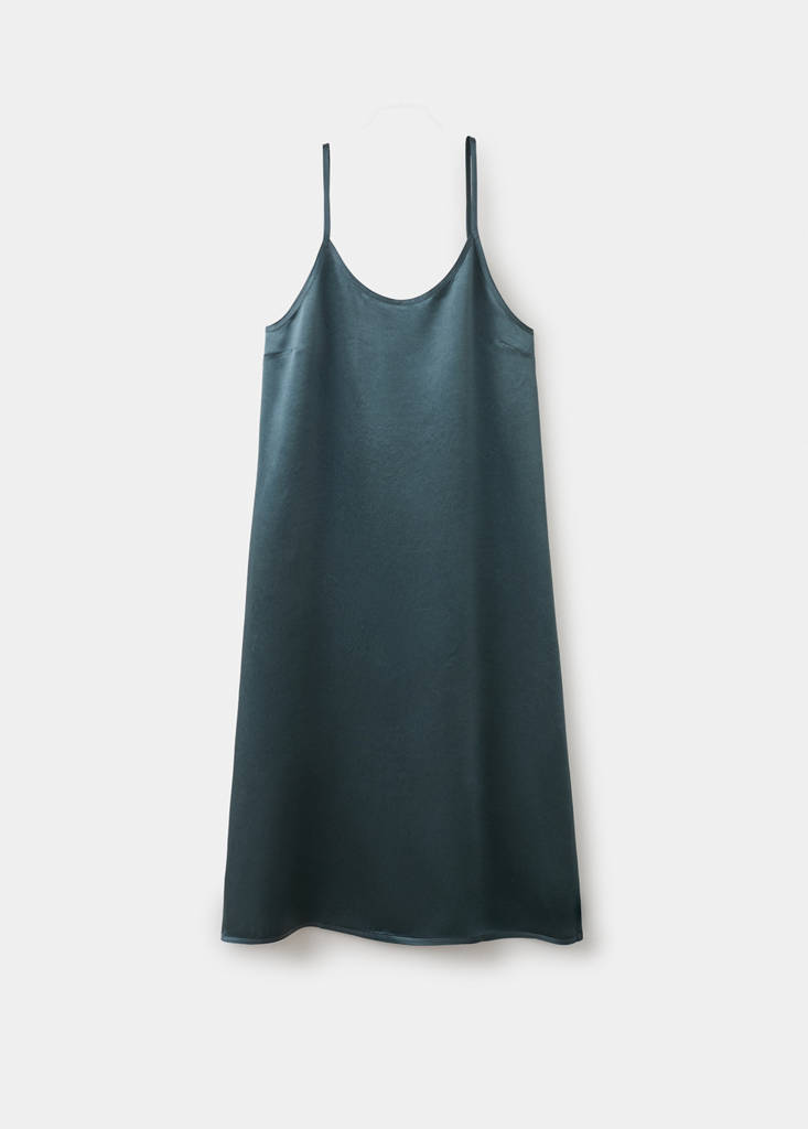 Long satin nightgown — Blue