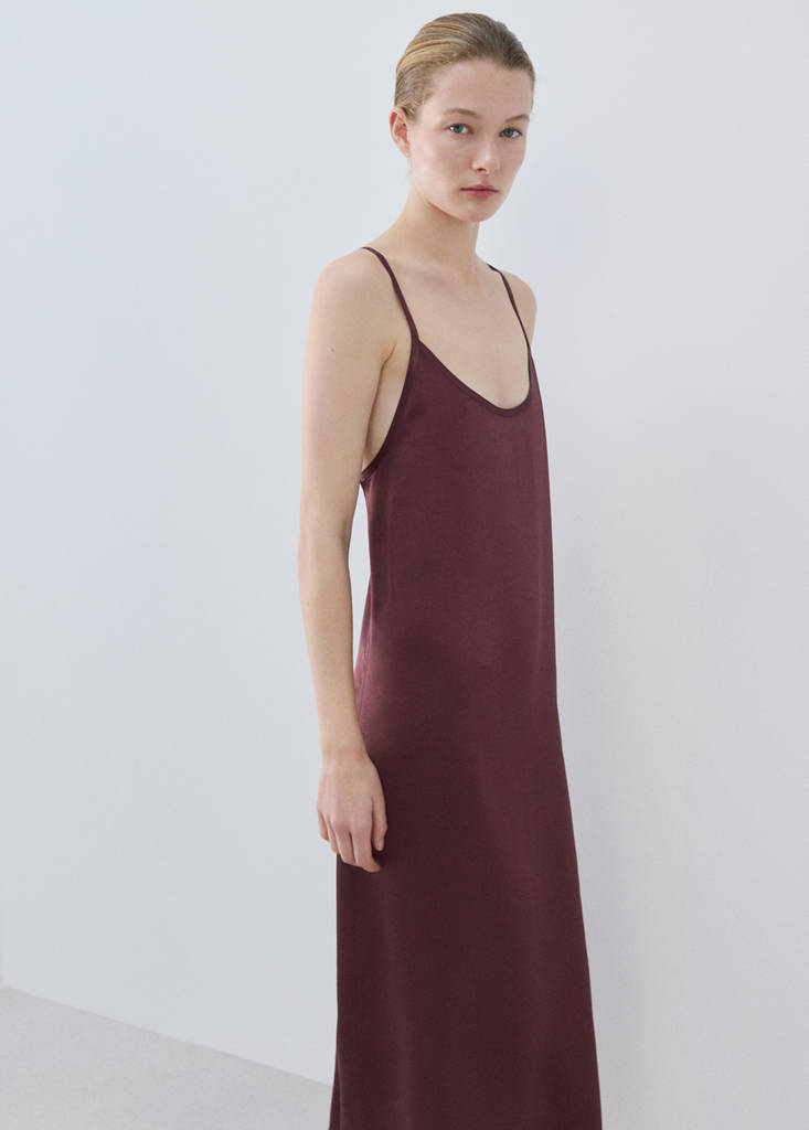 Long satin nightgown — Maroon