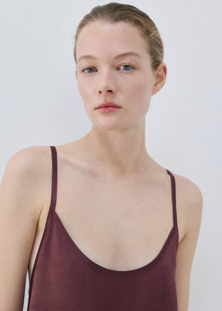 Long satin nightgown — Maroon
