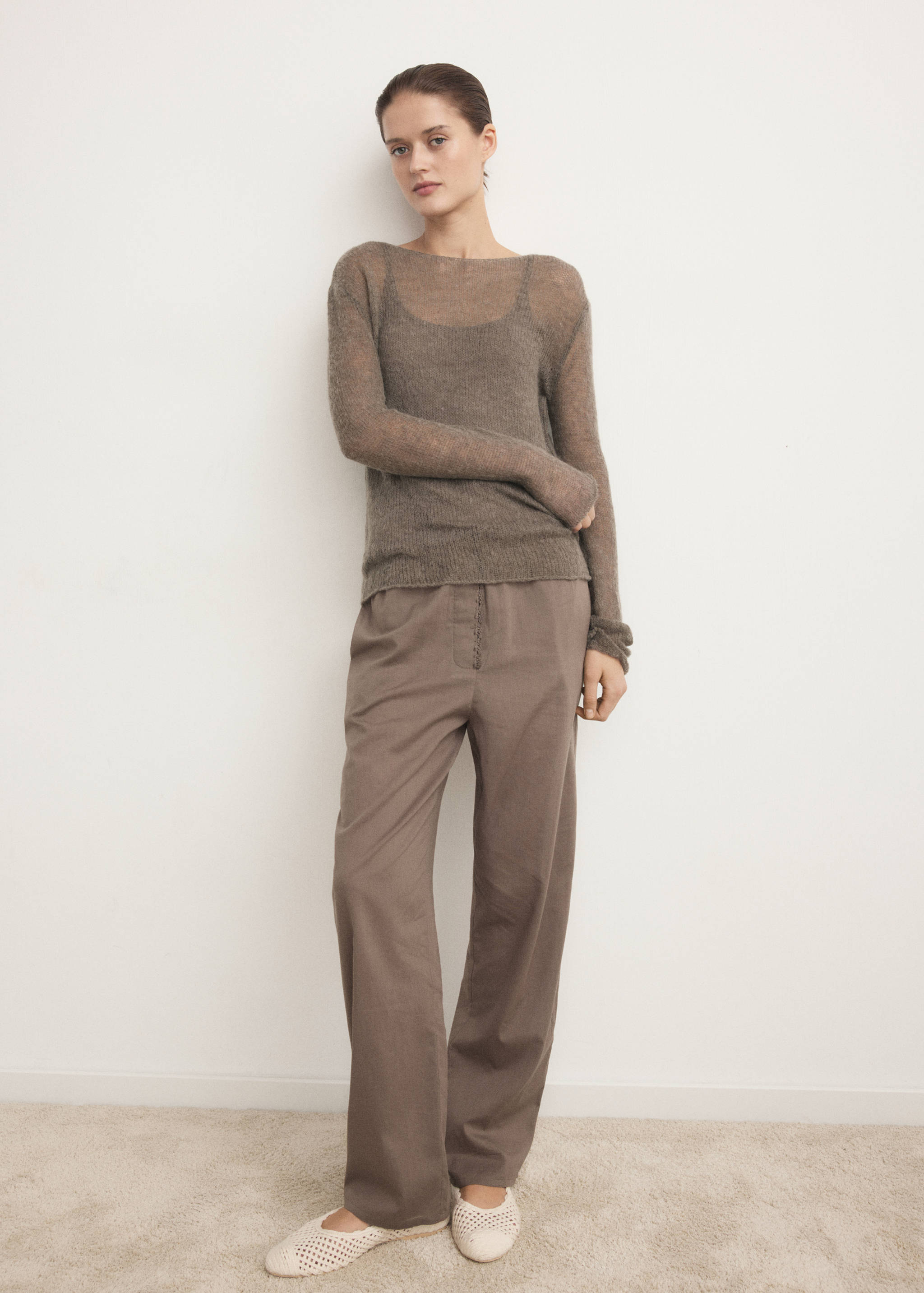 Pull laine maille ajourée - Plan général