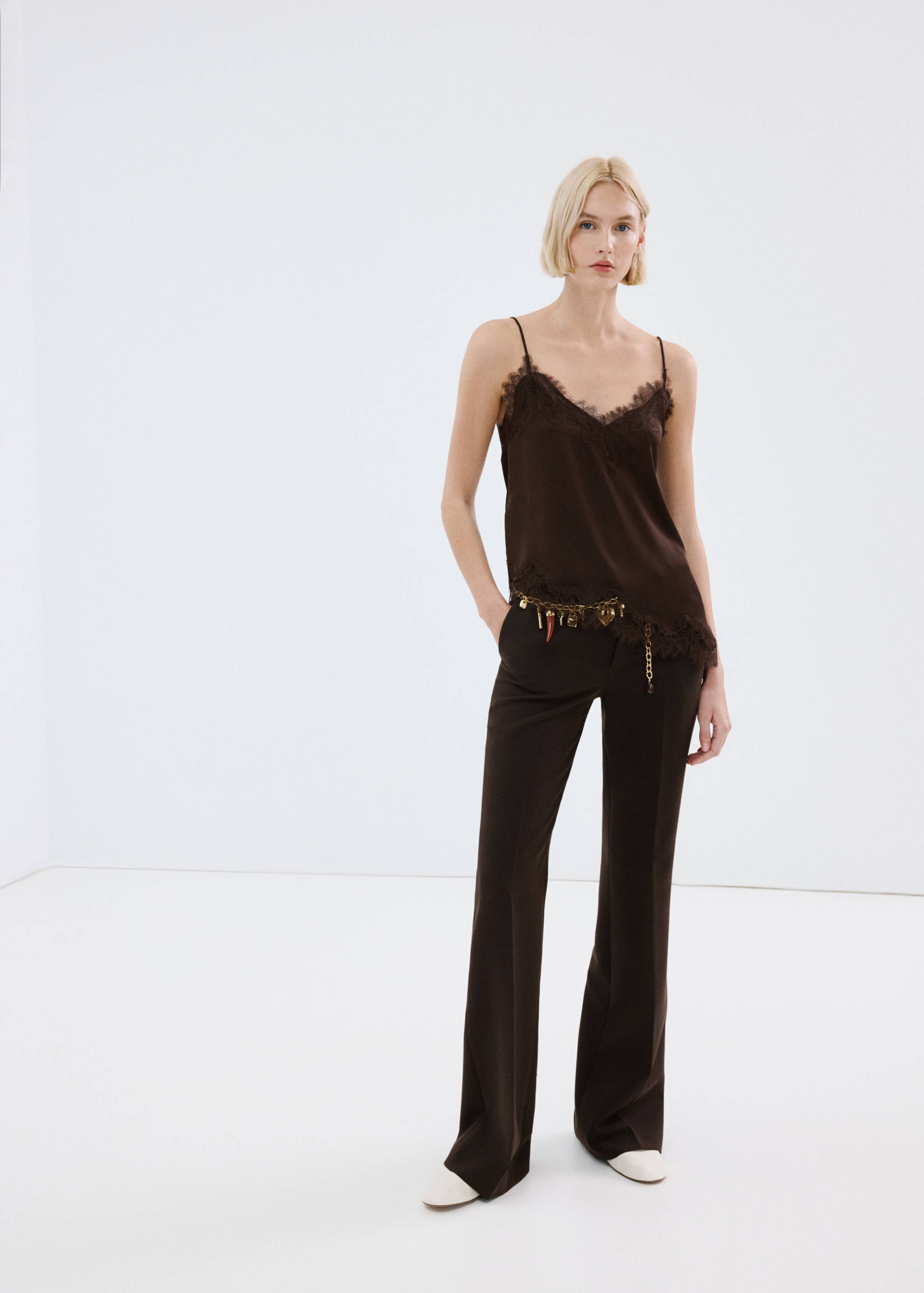 Mid-rise flare trousers - General plane