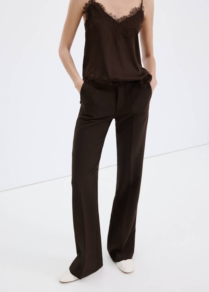 Mid-rise flare trousers — Chocolate