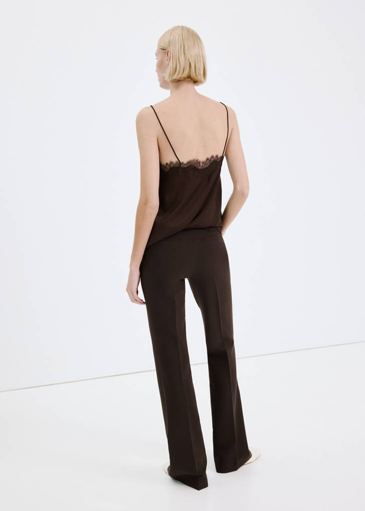 Mid-rise flare trousers — Chocolate