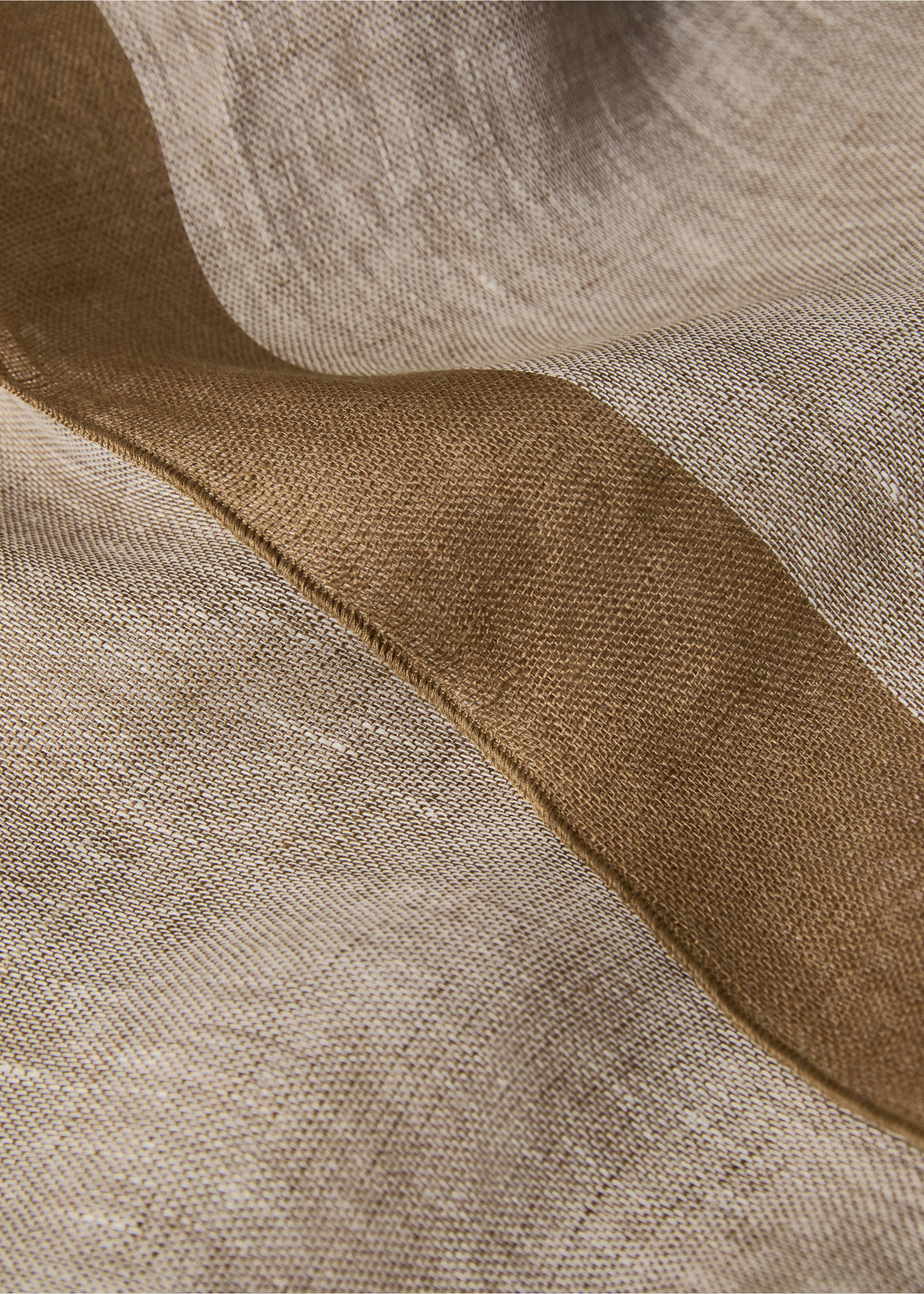 Rideau 100 % lin rayures latérales faible opacité - Détail de l'article 3, Caramel. Ref: 27063316-00.