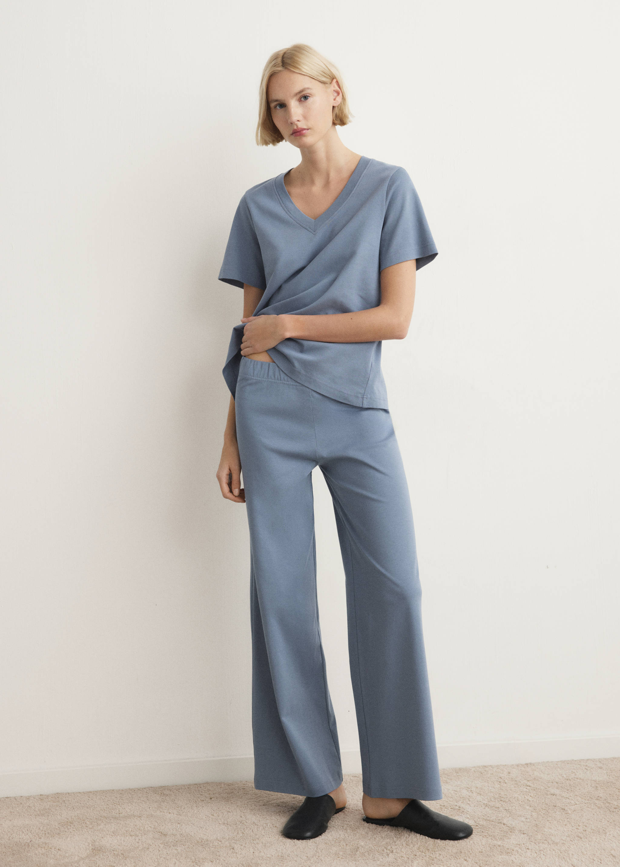 短袖棉质睡衣T恤 - null