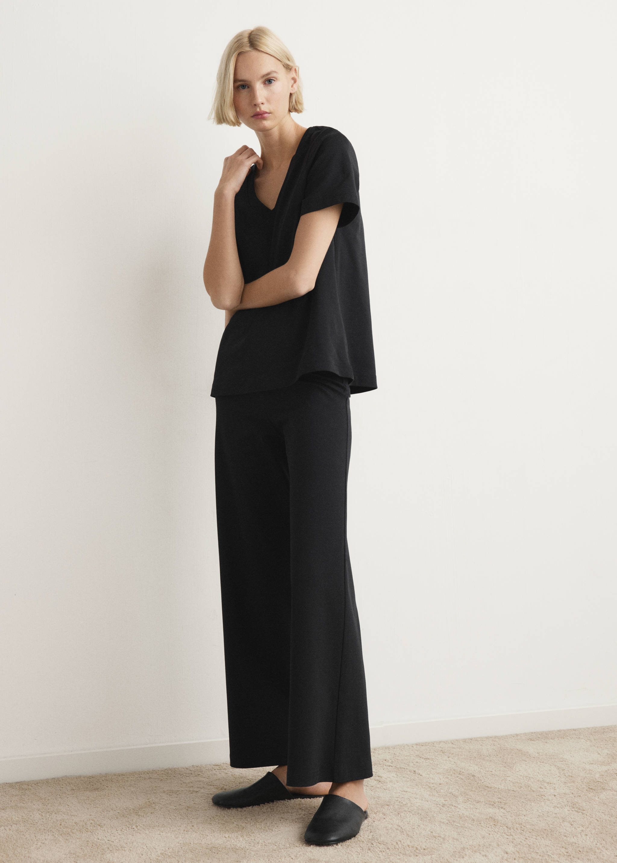 短袖棉质睡衣T恤 - null