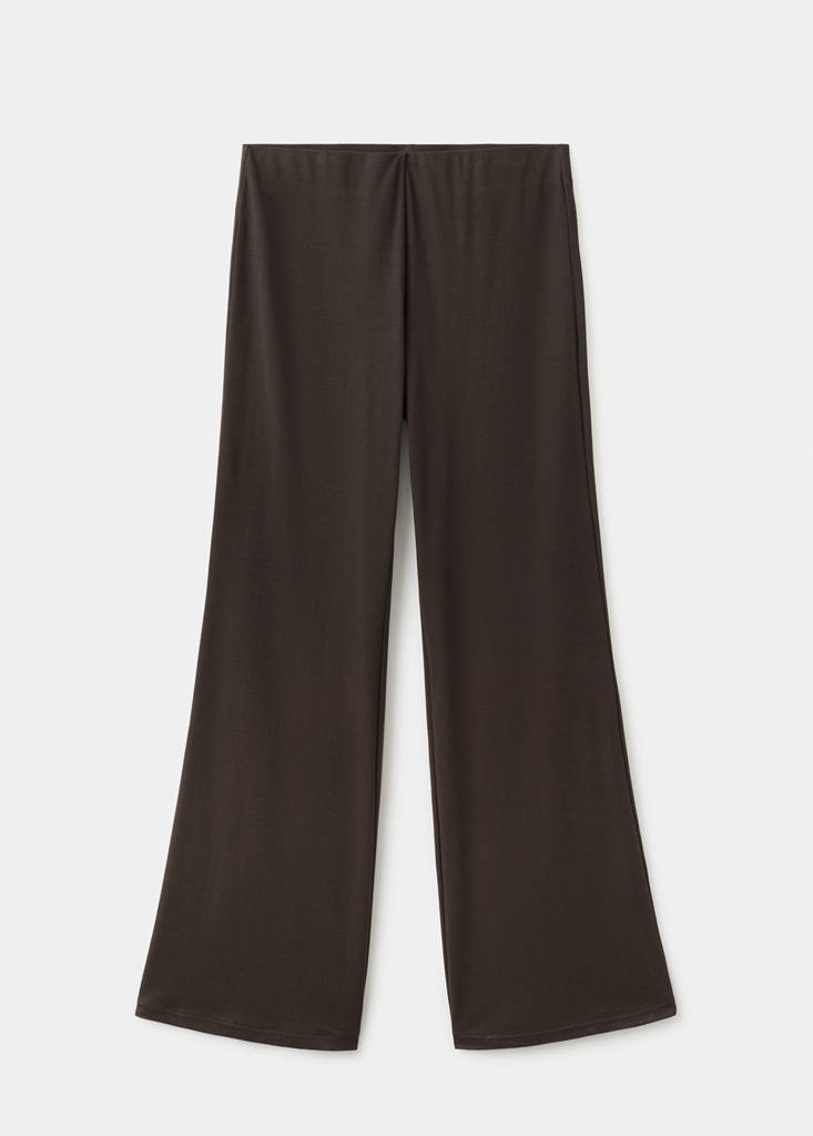 Straight-fit trousers with elastic waist — Brown